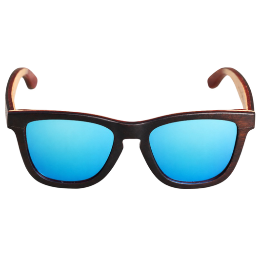 ReefShark Polarized Wood Sunglasses, Blue Lenses, StreetFrogs
