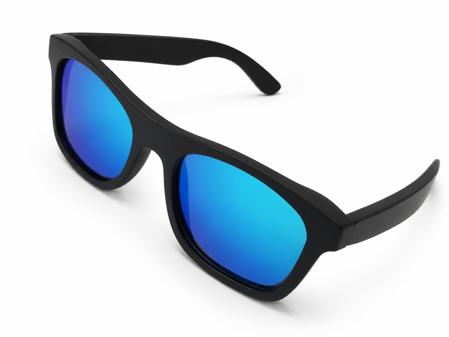 Polarized Wood Sunglasses, Black Frame, Blue Lenses