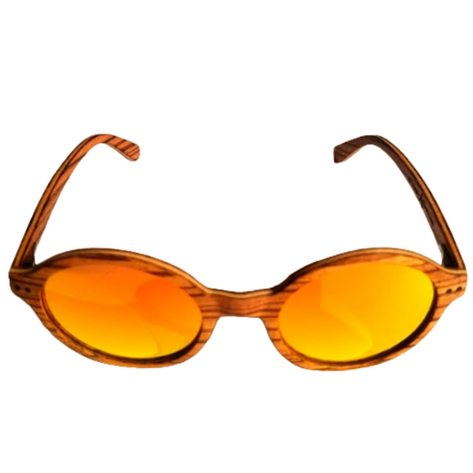 Women's Round Trim Frame Sunglasses (Sandal Wood)