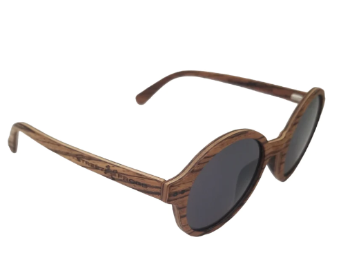 Women's Round Trim Frame Sunglasses (Sandal Wood)