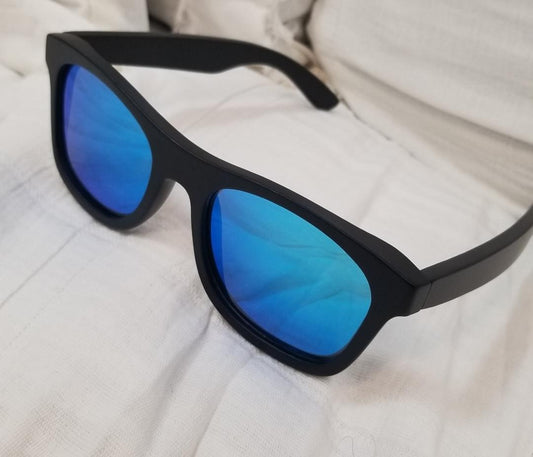Men's Midnight Black Frame Blue Lenses Sunglasses